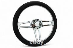 Chevy C10 C/K Pick Up Truck 14 Black & Billet Steering Wheel with Chevy Horn
