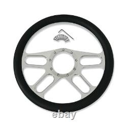 Chrome 14 Half Wrap 9 Holes New Age Style Steering Wheel & Smooth Horn Button