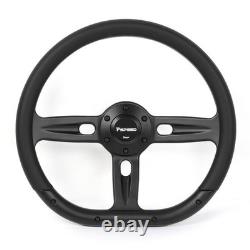 D-Shape 14 6-bolt 350mm Black Microfiber Leather Wrapped Billet Steering Wheel