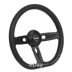 D-Shape 14 6-bolt 350mm Black Microfiber Leather Wrapped Billet Steering Wheel