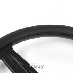 D-Shape 14 6-bolt 350mm Black Microfiber Leather Wrapped Billet Steering Wheel