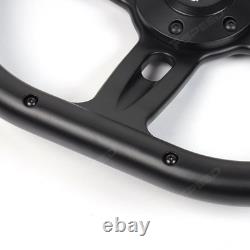 D-Shape 14 6-bolt 350mm Black Microfiber Leather Wrapped Billet Steering Wheel