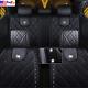 Deluxe Bling Rhinestone Car Seat & Steering Wheel Cover Black Pu Leather Pad Usa