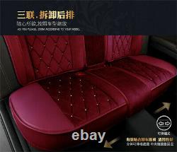 Deluxe Full Set Bling Wine Red Warm Pad Car Seat & Steering Wheel Cover US Ship
