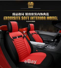 Deluxe Microfiber Leather Car 5 Seat Cover Front+Rear+Steering Wheel All Season