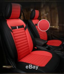 Deluxe Microfiber Leather Car 5 Seat Cover Front+Rear+Steering Wheel All Season