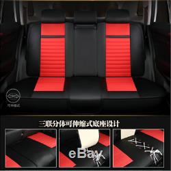 Deluxe Microfiber Leather Car 5 Seat Cover Front+Rear+Steering Wheel All Season