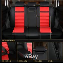 Deluxe Microfiber Leather Car 5 Seat Cover Front+Rear+Steering Wheel All Season