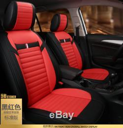 Deluxe Microfiber Leather Car 5 Seat Cover Front+Rear+Steering Wheel All Season