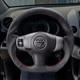 Fit Toyota Rav4 2006-2012 Black Genuine Leather Steering Wheel Red Stitch-sports