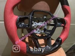 FOR HONDA CIVIC REAL CARBON FIBER STEERING WHEEL 2020-2023 YS With RED LEATHER