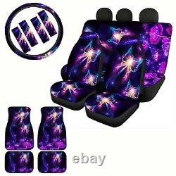 FOR U DESIGNS Butterfly Car Seat Cover Floor Mats+Seat Belt+Steering Wheel Cover