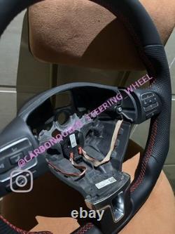 FULL LEATHER Steering Wheel FOR CC/Eos/Golf/Jetta/Passat/Tiguan/RED NO PADDLES
