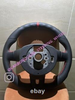 FULL LEATHER Steering Wheel FOR CC/Eos/Golf/Jetta/Passat/Tiguan/RED NO PADDLES