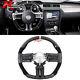 Fit 10-14 Ford Mustang Carbon Fiber Steering Wheel Alcantara White Stitch & Ring