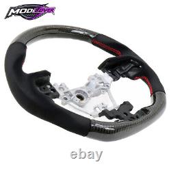 Fit 2017-2023 Subaru Impreza Carbon Fiber Steering Wheel Alcantara With Red Stitch