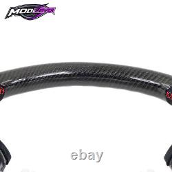 Fit 2017-2023 Subaru Impreza Carbon Fiber Steering Wheel Alcantara With Red Stitch