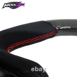 Fit 2017-2023 Subaru Impreza Carbon Fiber Steering Wheel Alcantara With Red Stitch