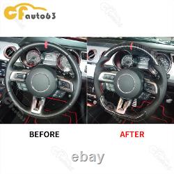 Fit For 2015-2017 Ford Mustang GT HYDRO DIP Carbon Fiber Steering Wheel Red Line