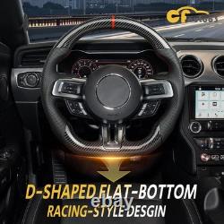 Fit For 2015-2017 Ford Mustang GT HYDRO DIP Carbon Fiber Steering Wheel Red Line