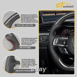 Fit For 2015-2017 Ford Mustang GT HYDRO DIP Carbon Fiber Steering Wheel Red Line