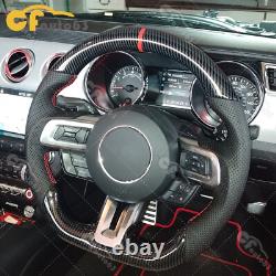 Fit For 2015-2017 Ford Mustang GT HYDRO DIP Carbon Fiber Steering Wheel Red Line
