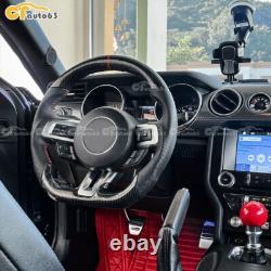 Fit For 2015-2017 Ford Mustang GT HYDRO DIP Carbon Fiber Steering Wheel Red Line