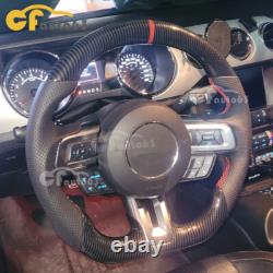 Fit For 2015-2017 Ford Mustang GT HYDRO DIP Carbon Fiber Steering Wheel Red Line