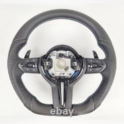 Fit For BMW F10 F11 F07 F06 F12 F01 M5 F91 Leather M Sport Steering Wheel Black