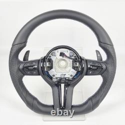 Fit For BMW F10 F11 F07 F06 F12 F01 M5 F91 Leather M Sport Steering Wheel Black