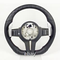 Fit For BMW F10 F11 F07 F06 F12 F01 M5 F91 Leather M Sport Steering Wheel Black