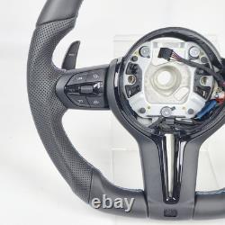 Fit For BMW F10 F11 F07 F06 F12 F01 M5 F91 Leather M Sport Steering Wheel Black