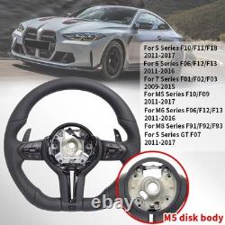 Fit For BMW F10 F11 F07 F06 F12 F01 M5 F91 Leather M Sport Steering Wheel Black