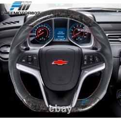 Fits 12-15 Camaro Forged Carbon Fiber Leather Steering Wheel Red Stitching