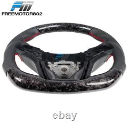 Fits 12-15 Camaro Forged Carbon Fiber Leather Steering Wheel Red Stitching