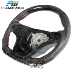 Fits 12-15 Camaro Forged Carbon Fiber Leather Steering Wheel Red Stitching