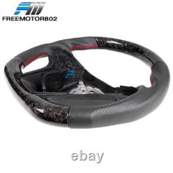 Fits 12-15 Camaro Forged Carbon Fiber Leather Steering Wheel Red Stitching