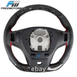 Fits 12-15 Camaro Forged Carbon Fiber Leather Steering Wheel Red Stitching