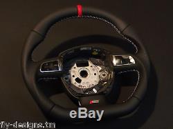 Flat bottom Audi A3 S3 A4 A5 A6 A8 SEAT Leather Steering wheel S-line