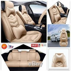 Fly5D Deluxe Auto Seat Covers for Linen Leather Cushion withSteering Wheel set USA