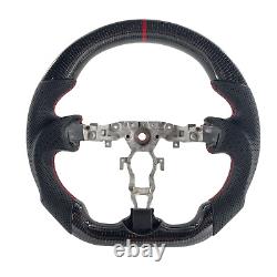 For 09-21 Nissan 370z Carbon Fiber Flat Bottom Steering Wheel Black Leather