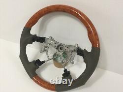 For'2003-'2009 LEXUS GX470 Wooden Steering Wheel Beige LEATHER SPORT Type