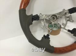 For'2003-'2009 LEXUS GX470 Wooden Steering Wheel Beige LEATHER SPORT Type