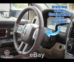 For 2013-2018 Dodge Ram 1500 2500 3500 -Leather Wrap Steering Wheel Cover, Brown