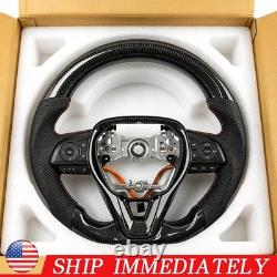 For 2022-2024 Toyota Camry Black Leather Black Carbon Fiber Steering Wheel