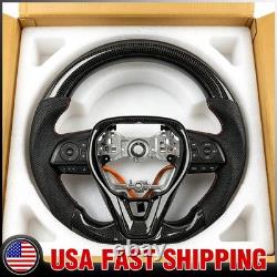 For 2022-2024 Toyota Camry Black Leather Black Carbon Fiber Steering Wheel