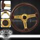 For Chevy 345mm Wood Grain 2 Deep Dish Extended Steering Wheel Steel Frame Gold