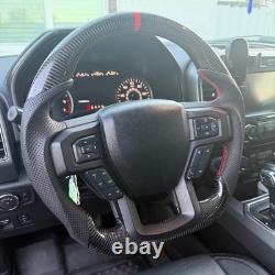 For Ford F150 Real Carbon Fiber Sport Steering Wheel 2015-2020 Manual No Heated