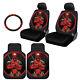 For Ford New Deadpool Car Seat Covers Floor Mat Steering Wheel Cover Set