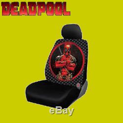 For Ford New Deadpool Car Seat Covers Floor Mat Steering Wheel Cover Set